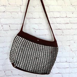 Flip Top - Pop Top - Crochet Purse - Sustainable - Boho Bag - Brown and Silver